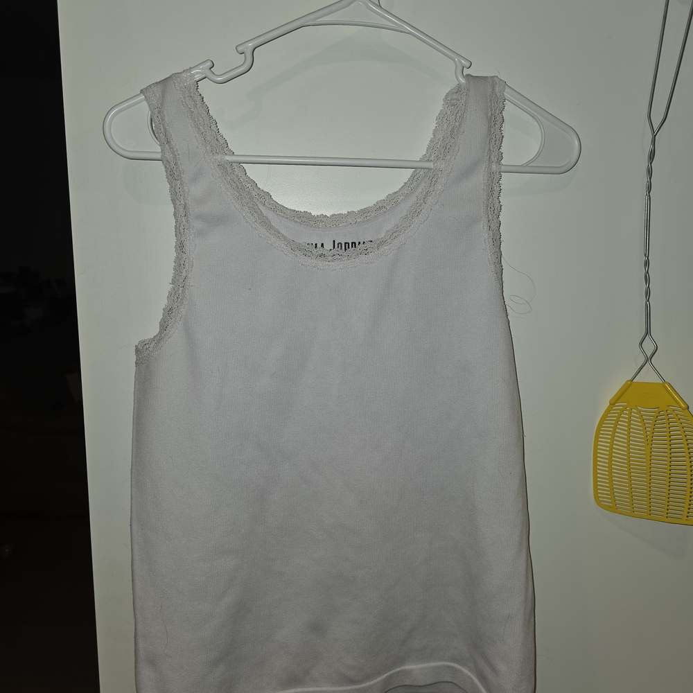 Women's White Lace Trim Tank Top